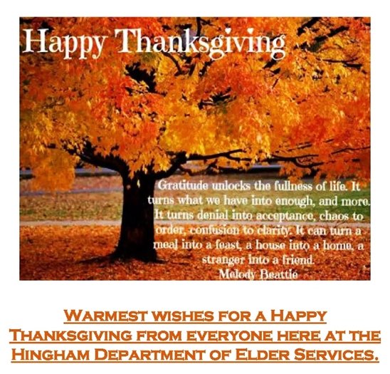 Happy Thanksgiving from the Department of Elder Services