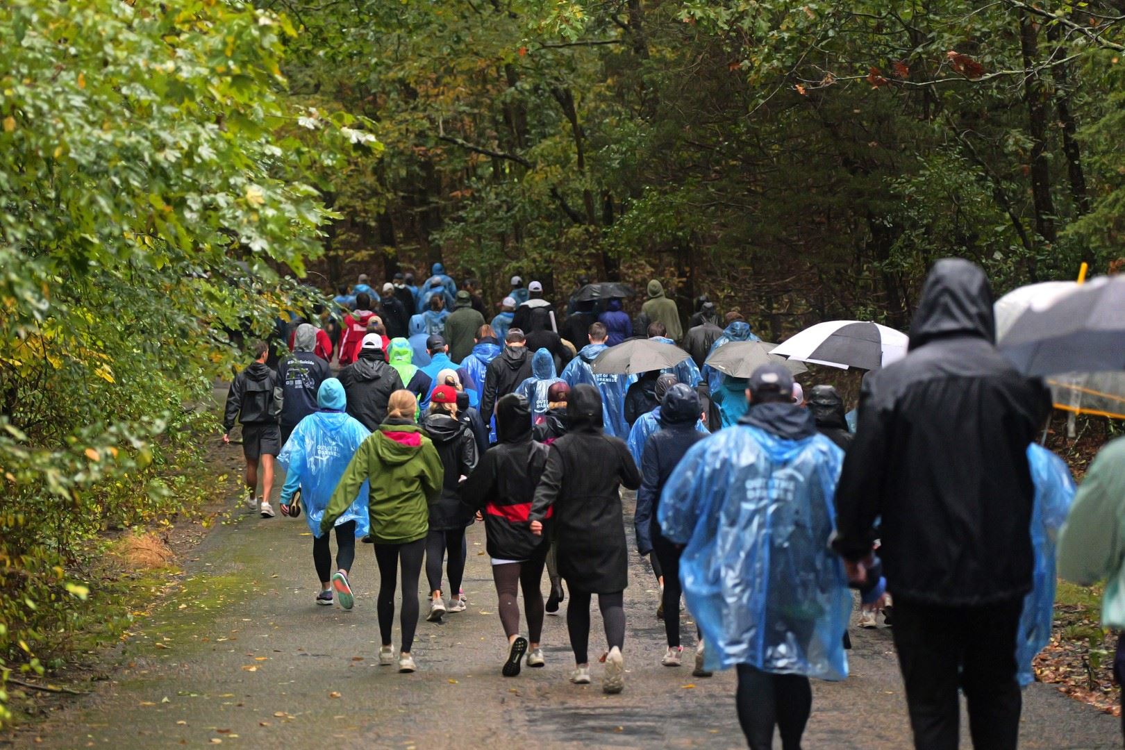 People walking in rain