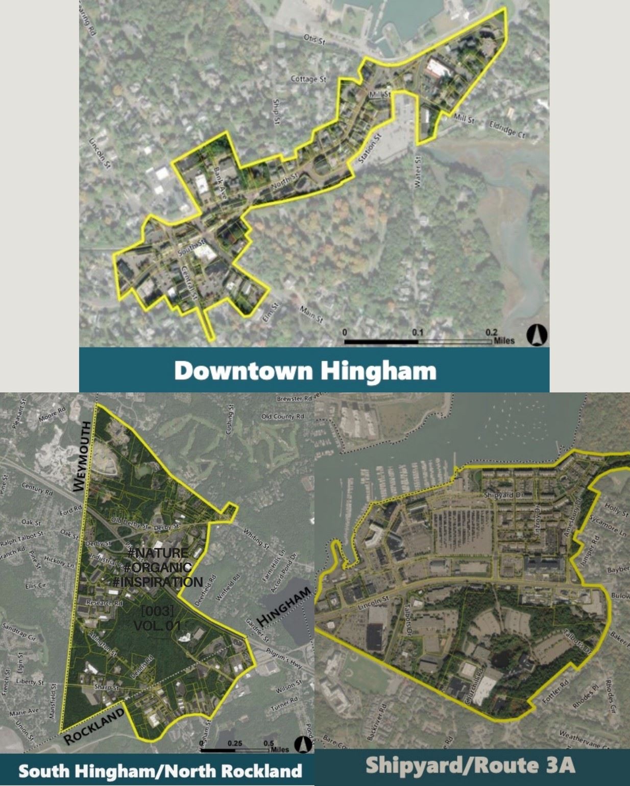 Aerial Maps of Sections of Hingham